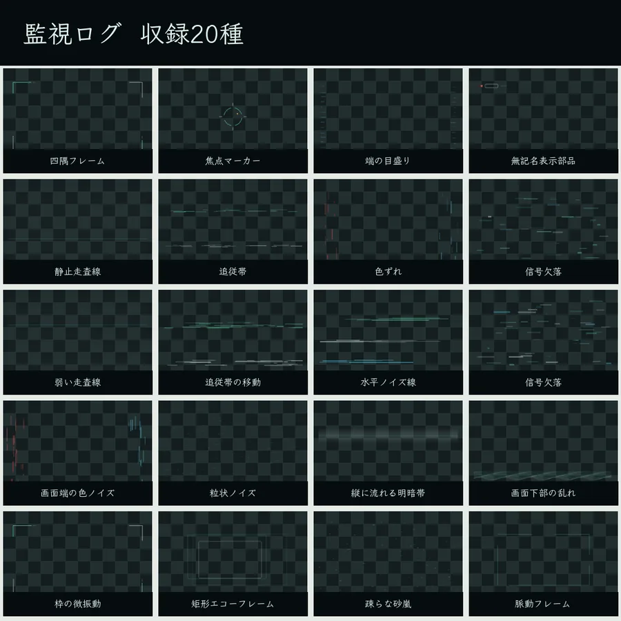 監視ログの収録素材20種一覧