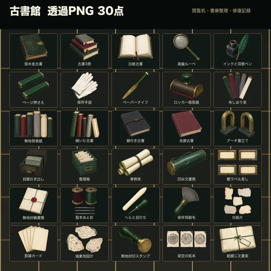 古書館の収録素材30点一覧